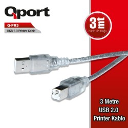 Qport Q-PR3  Usb 2.0 3M Yazıcı Kablosu