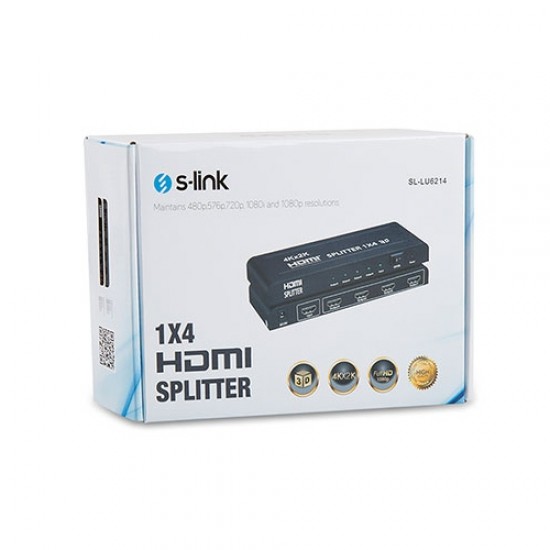 S-Link SL-LU6214 4 Port 4K*2K HDMI Splitter